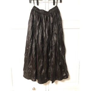 Women's Textured Faux Leather Look Maxi Skirt Dark Espresso Brown - Size Small